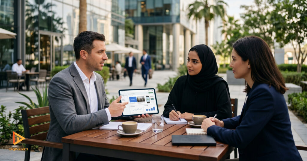 A marketer explaining the importance of programmatic advertising with DV 360 in UAE